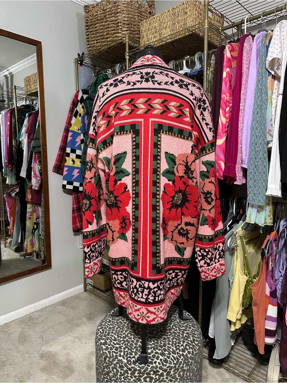 FARM Rio Pink Cardigan with Red Floral Patchwork - Picture 5 of 13